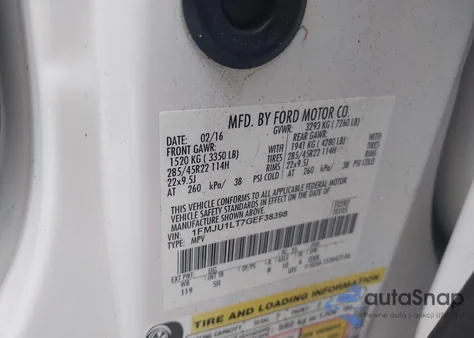 2016 Ford Expedition Platinum from USA, damaged, VIN 1FMJU1LT7GEF38398